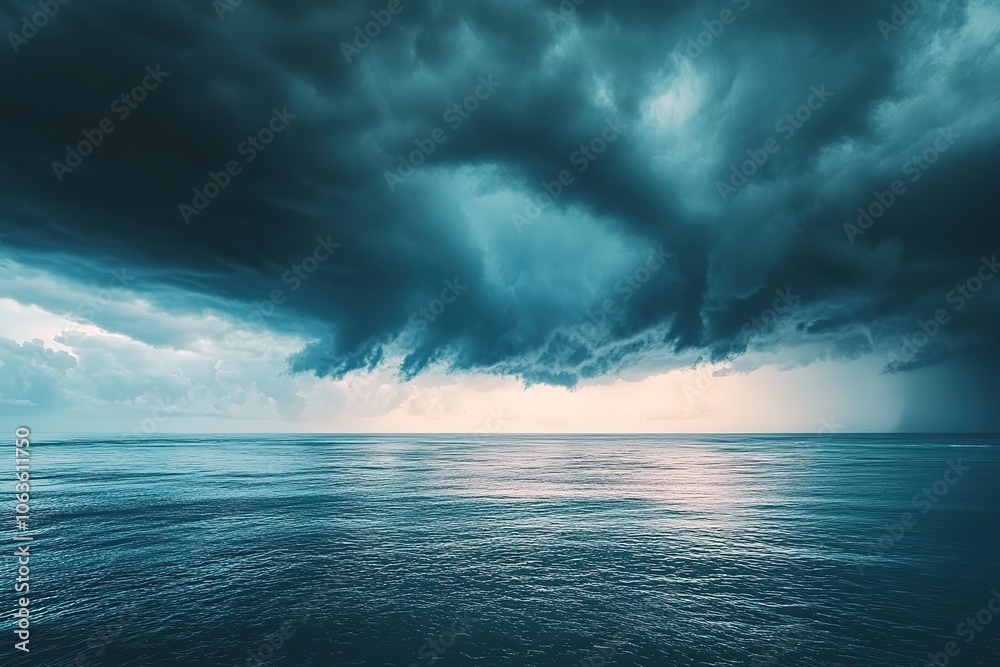 Fototapeta premium A panoramic view of dark storm clouds gathering in the sky