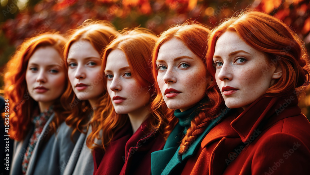 Fototapeta premium A group of long-haired female witches.