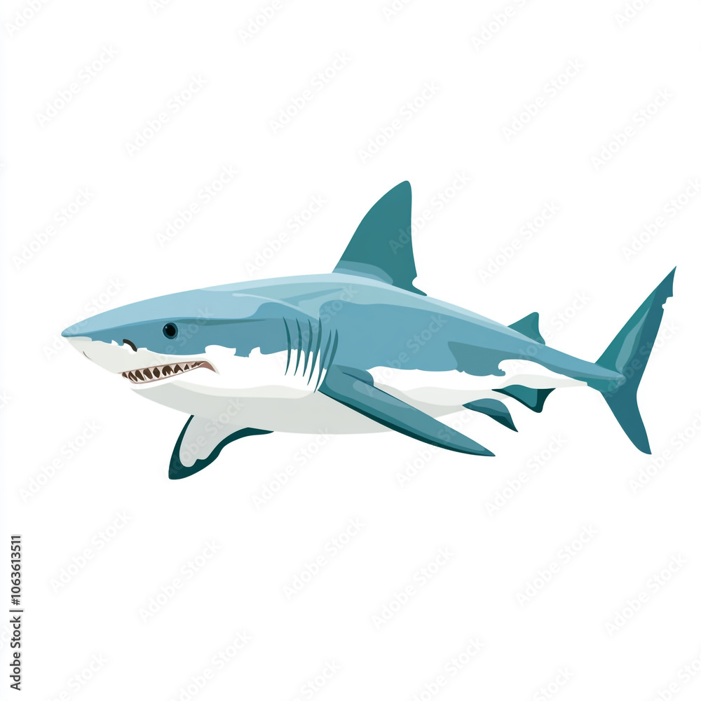 A cartoon shark with its mouth open and teeth showing. A cartoon shark with its mouth open and teeth showing.