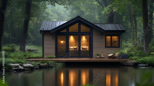 Cabin by the Pond, Realistic Image