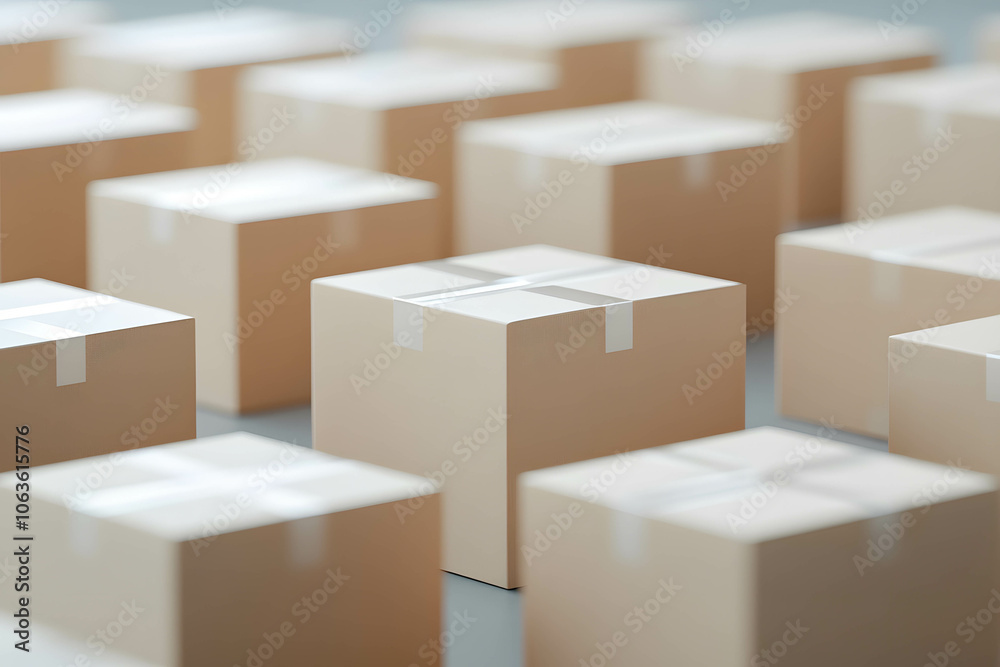 Fototapeta premium Warehouse with cardboard boxes arranged by destination.