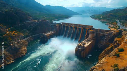 Hydroelectric Dam Aerial Vi...