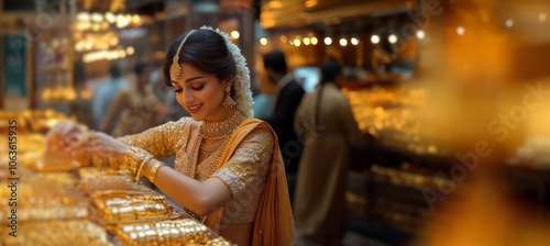 a young indian woman buy gold jewelery for dhanteras