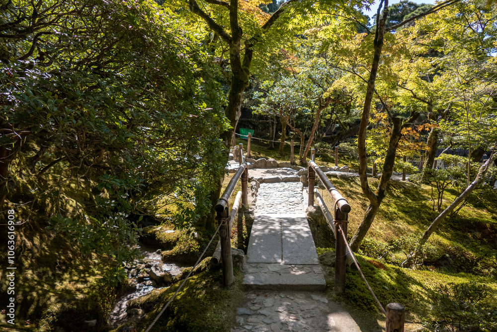 Japanese garden in Ginkakuji Temple, Kyoto, Japan