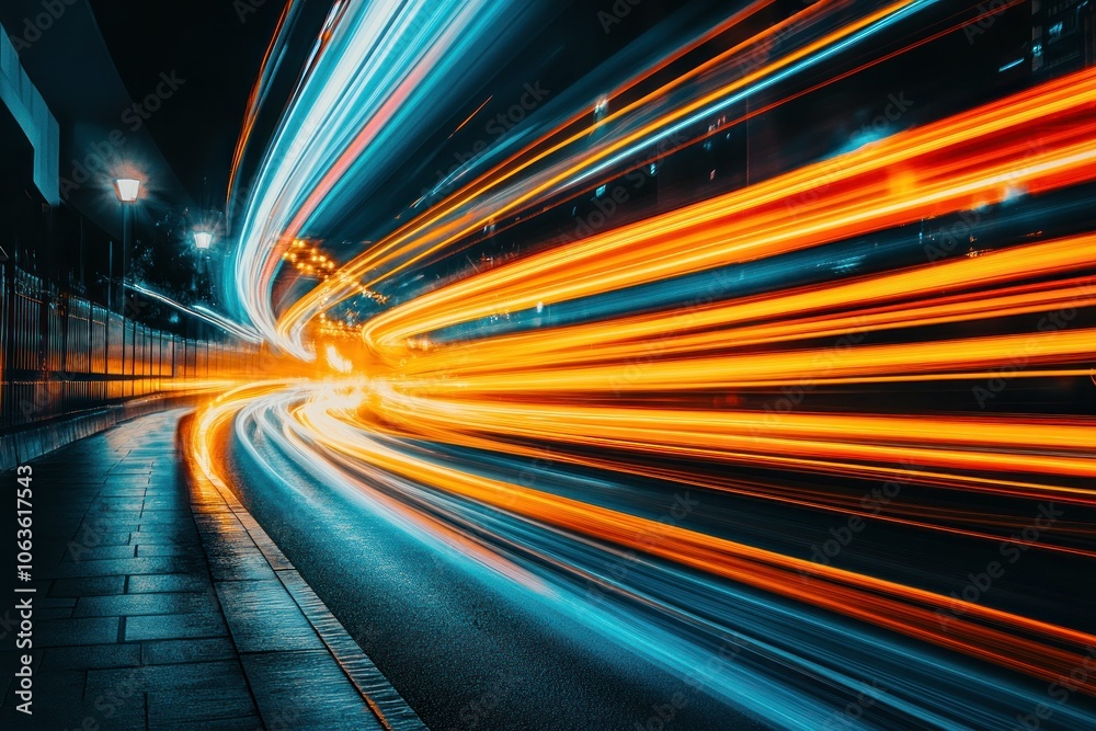 Dynamic Light Trails in Urban Night Scene Dynamic Light Trails in Urban Night Scene