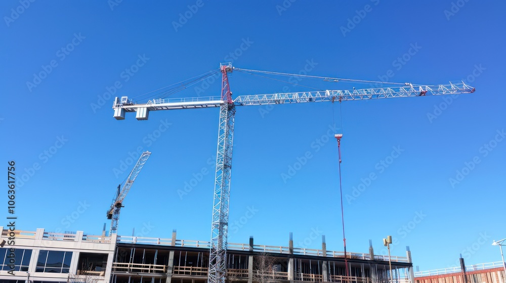 A crane is being used to build a tall building A crane is being used to build a tall building
