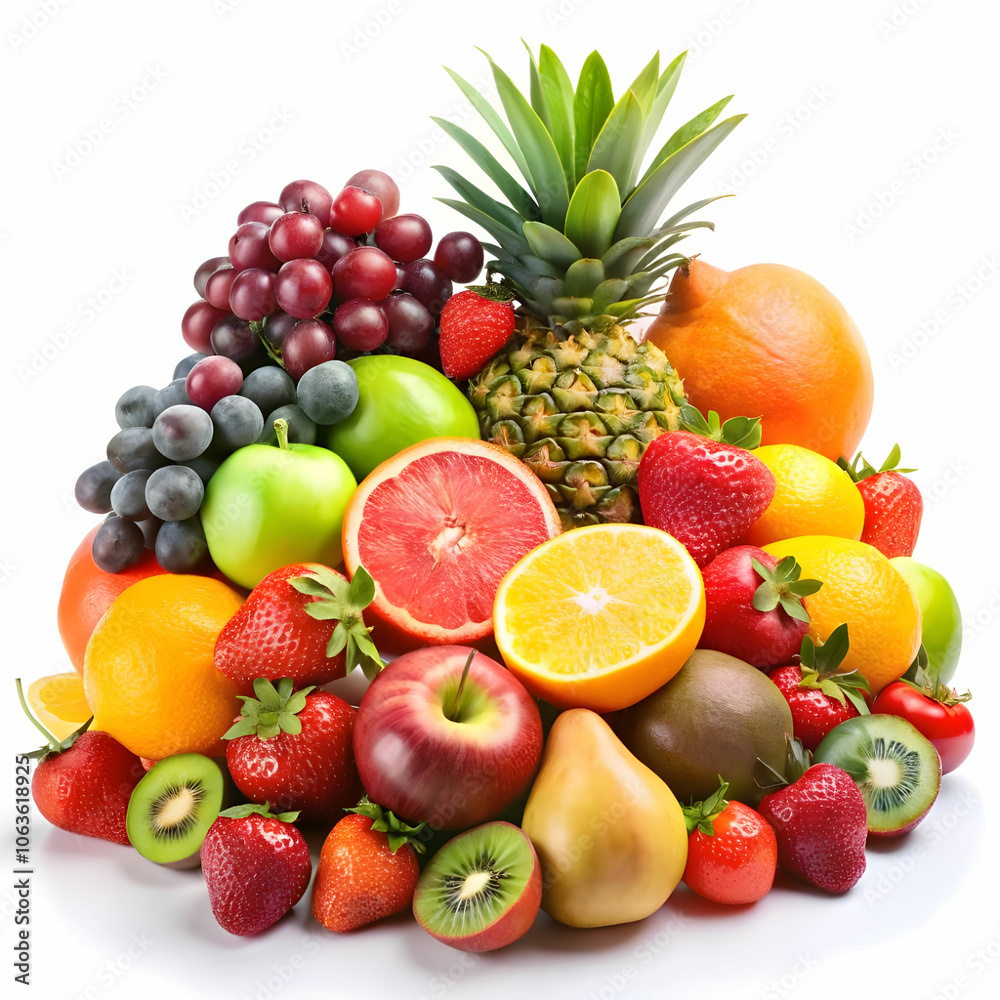 fresh fruits isolated on white background fresh fruits isolated on white background