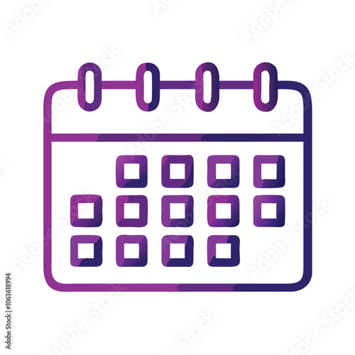 Graphic illustration of a calendar with a highlighted day, symbolizing scheduling, planning, and event organization in a modern design. A simple calendar icon with marked dates.