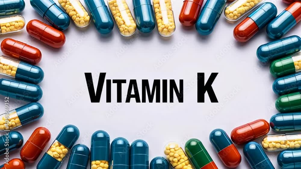 Pharmaceutical capsules with the inscription vitamin K
Pharmaceutical capsules with the inscription vitamin K