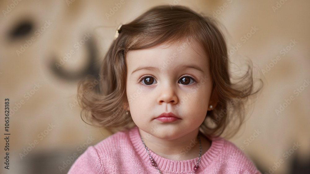 Little Girl with Brown Eyes and Pink Sweater Little Girl with Brown Eyes and Pink Sweater