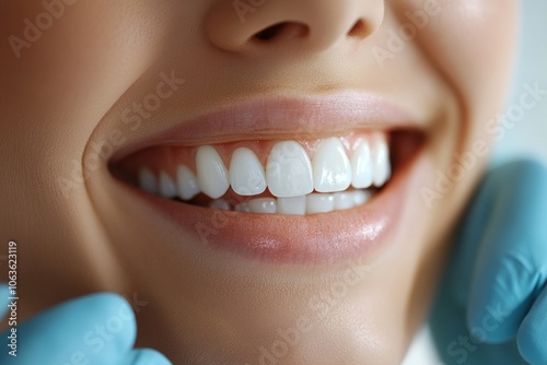 a woman showing her teeth to dentist , closup of teeth photo