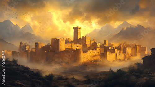 Golden Hour Castle Illustration