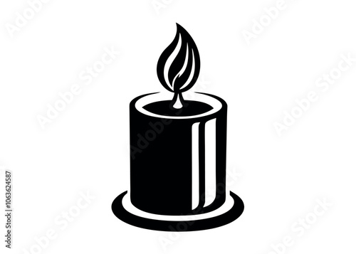 Simple Black and White Candle Design With a Flame on Top for Decorative Use