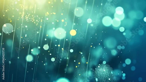Abstract Ethereal Teal Background with Floating Light Particles, Symbolizing Tranquility and Digital Energy in a Dreamy Atmosphere