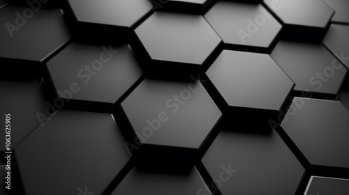 Black hexagon abctract background photo