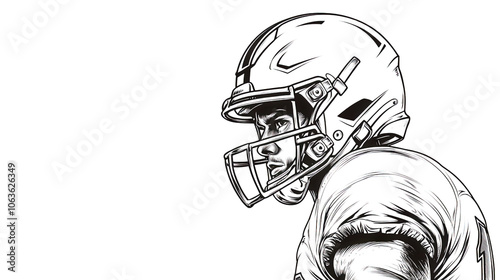 an american  football  player with an outline-style filter  on  transparent background