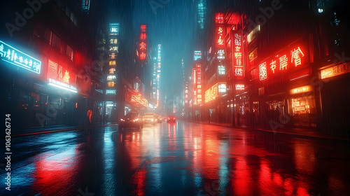 Rainy Night Cityscape with ...