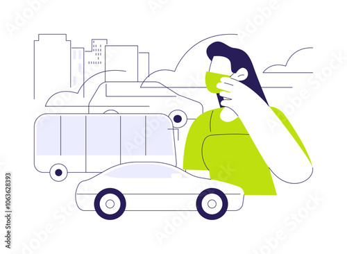 Transportation emissions abstract concept vector illustration.