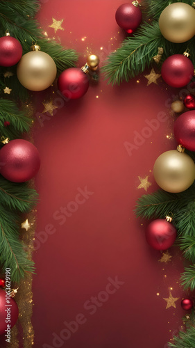 Vertical Festive Christmas Gradient with Subtle Sparkle: Red, Green, and Gold Holiday-Themed Graphic Background Texture 