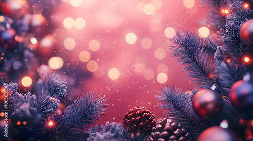 christmas background with christmas tree and decorate