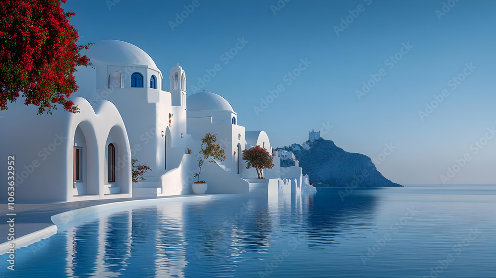 Obraz premium White Architecture by the Sea - Photo