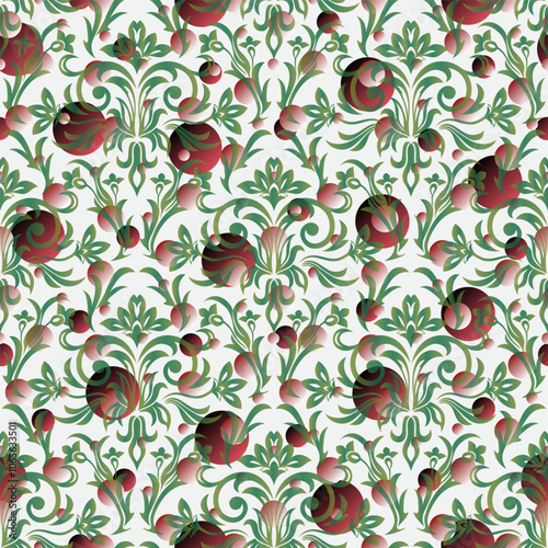 Seamless damask pattern for background or wallpaper design. Vector vintage floral seamless pattern element. Islam, turkish, Indian. Vector illustration