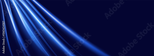 Abstract blue light trails motion gradient background, digital technology speed connect, cyber information, innovate future tech data, internet network connection light ray, Ai big data illustration