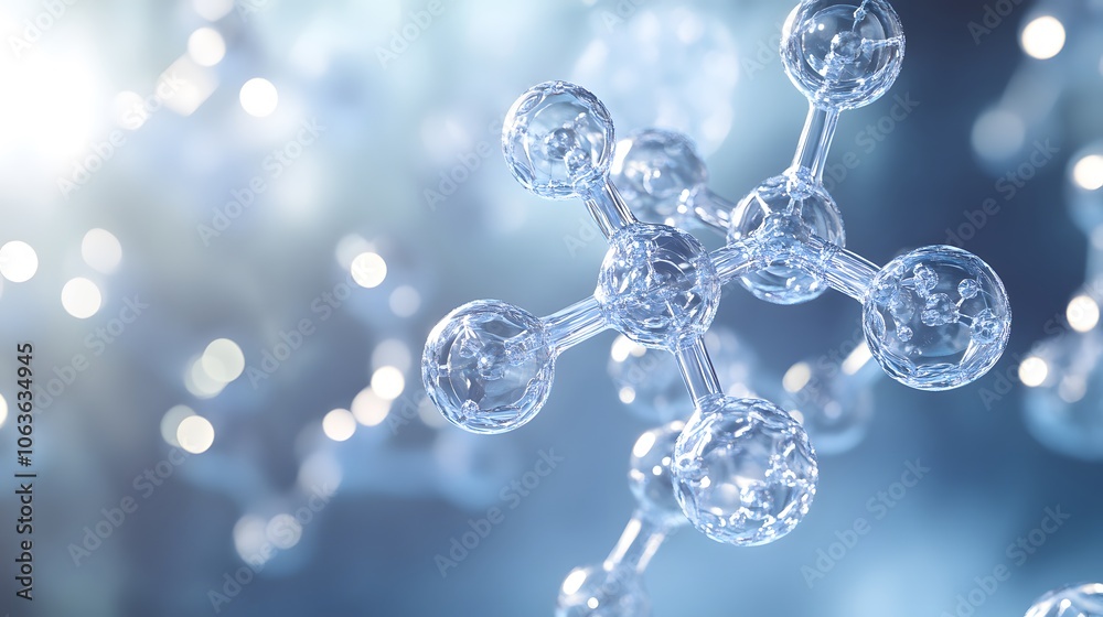 Abstract Molecular Structure with Blue Background and Bokeh Abstract Molecular Structure with Blue Background and Bokeh