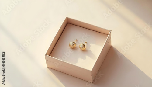 Gold Earrings in Minimal Box