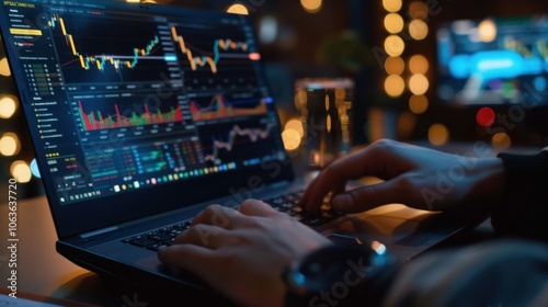 A person is using a laptop to type on a keyboard