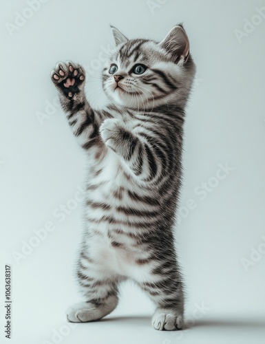 Playful American Shorthair Cat Standing Upright