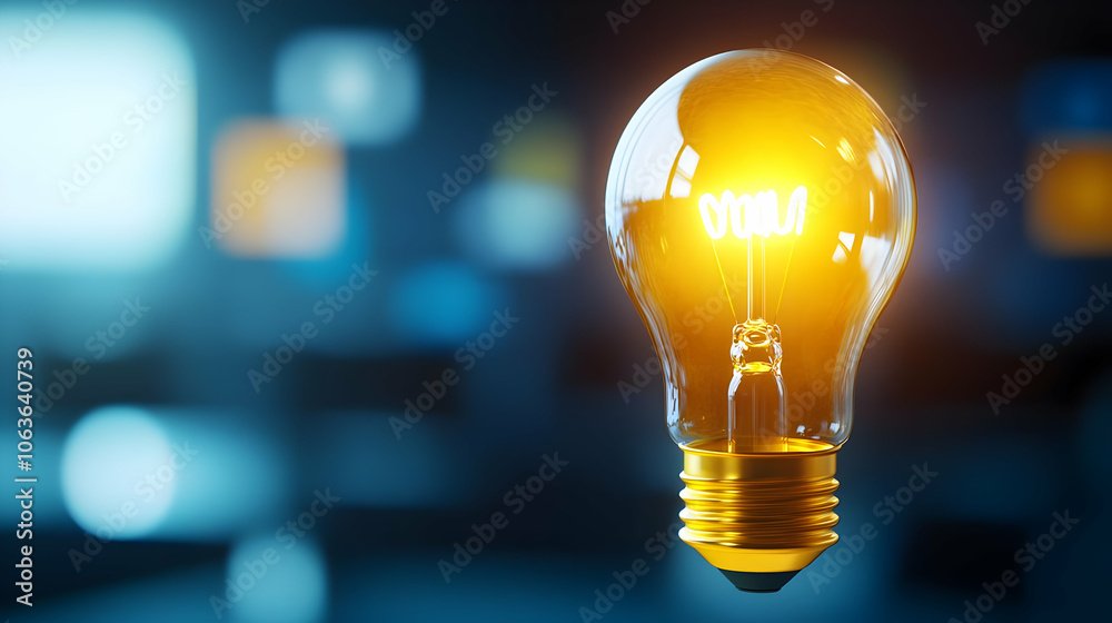 Illuminated light bulb glowing brightly against a blurred background, symbolizing innovation and creativity. Illuminated light bulb glowing brightly against a blurred background, symbolizing innovation and creativity.