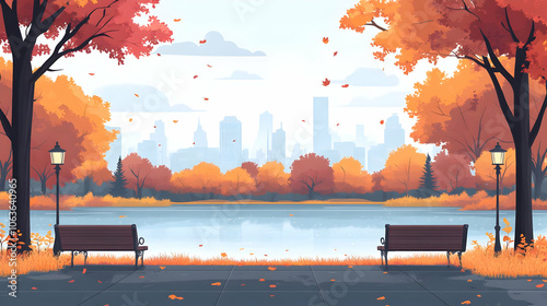 Autumn Park Illustration wi...