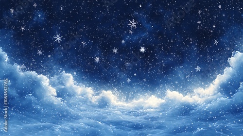 Experience the serenity of a snowy night sky