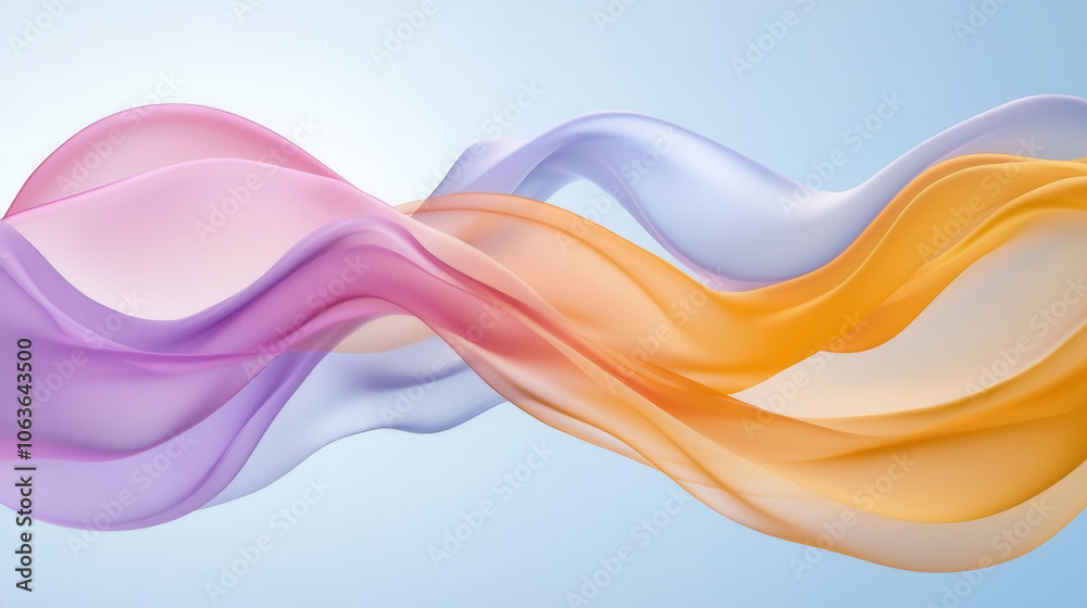 Flowing colorful waves in soft pastel shades create serene atmosphere. gentle curves and gradients evoke sense of calm and tranquility Flowing colorful waves in soft pastel shades create serene atmosphere. gentle curves and gradients evoke sense of calm and tranquility