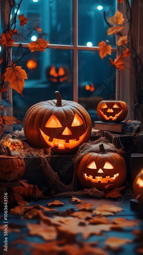 Fototapeta premium background with halloween decorations