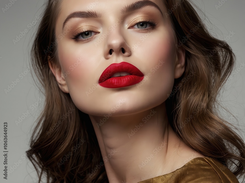 A mesmerizing portrait of a woman, highlighting her enchanting eyes and full lips, exuding elegance and charm in a soft and warm light A mesmerizing portrait of a woman, highlighting her enchanting eyes and full lips, exuding elegance and charm in a soft and warm light