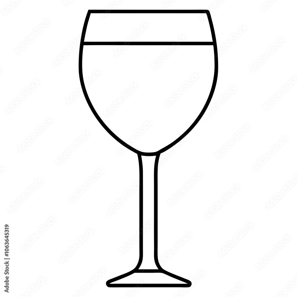 Minimalist wine glass with a single line Minimalist wine glass with a single line