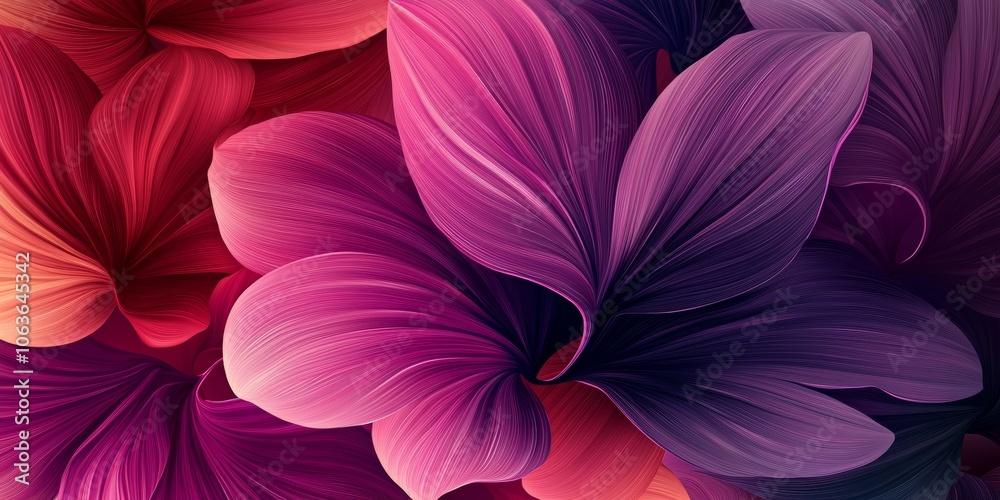 Abstract floral pattern with oversized petals in vibrant pink and purple tones. Abstract floral pattern with oversized petals in vibrant pink and purple tones.