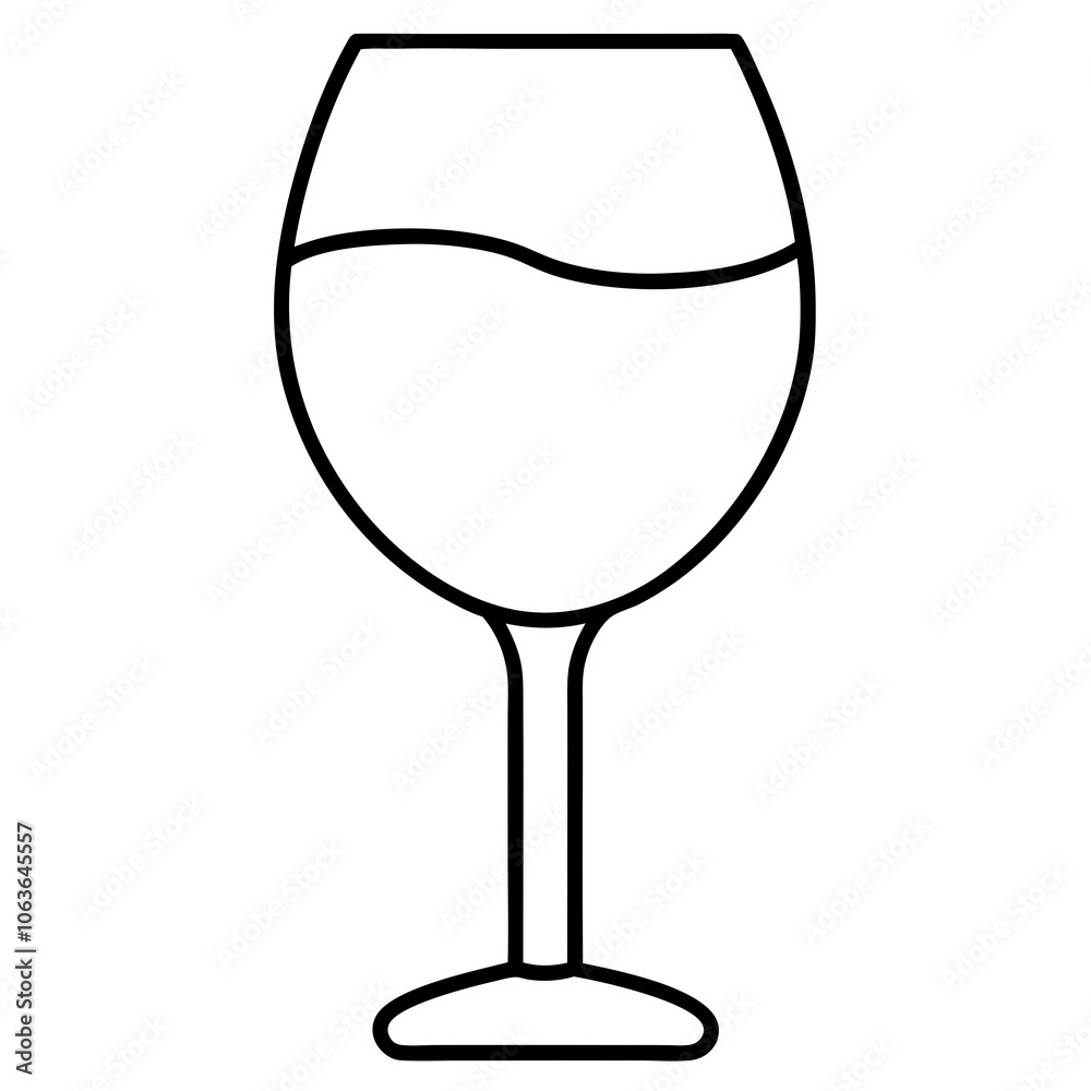 Minimalist wine glass with a single line Minimalist wine glass with a single line