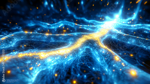 Abstract 3D Blue and Yellow...
