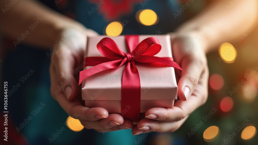 Elegant Hands Holding Gift Box: Perfect for Holiday Promotions, E-commerce, and Gift-Giving Campaigns Elegant Hands Holding Gift Box: Perfect for Holiday Promotions, E-commerce, and Gift-Giving Campaigns