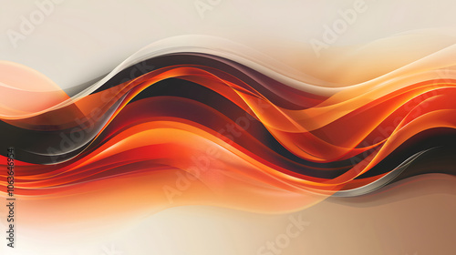 abstract orange and black wave on the white background