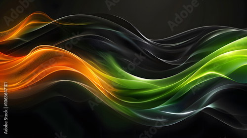 abstract orange and green wave on the dark background