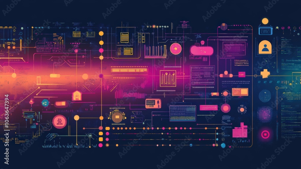 Abstract digital network with data flow. Abstract digital network with data flow.