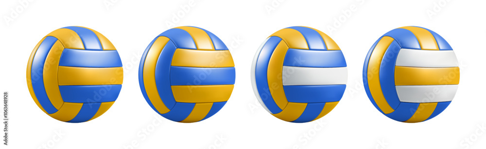 Sport ball vector emoji. 3d school volleyball stuff isolated set. Realistic beach volley cartoon render of different colors, water polo game equipment. Handball item play game. Soccer football mockup Sport ball vector emoji. 3d school volleyball stuff isolated set. Realistic beach volley cartoon render of different colors, water polo game equipment. Handball item play game. Soccer football mockup