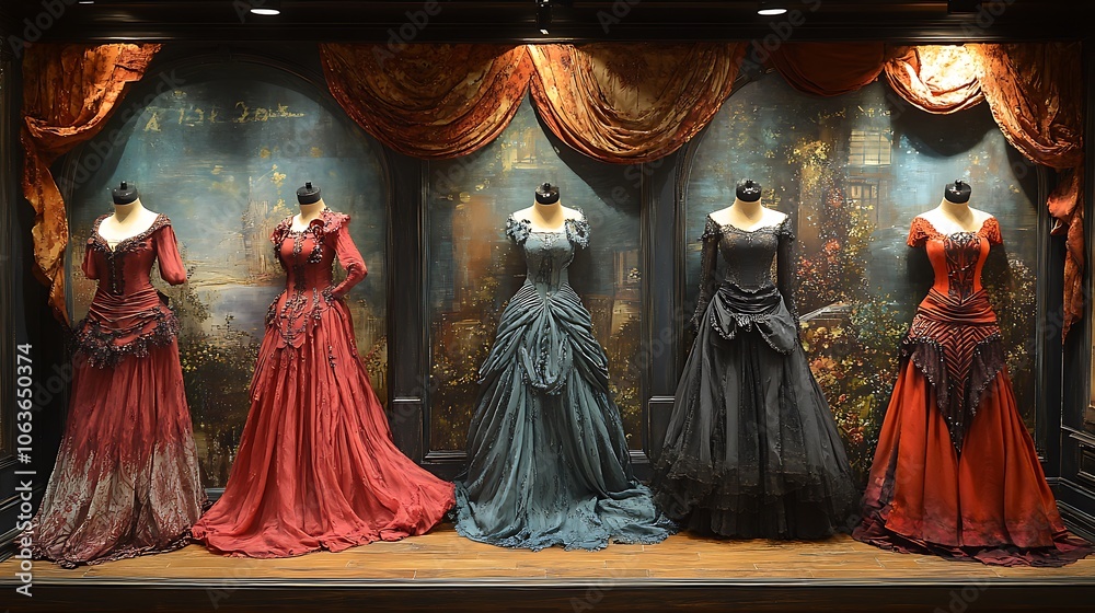 Fototapeta premium Artistic clothing displays at shopping mall in stylish images