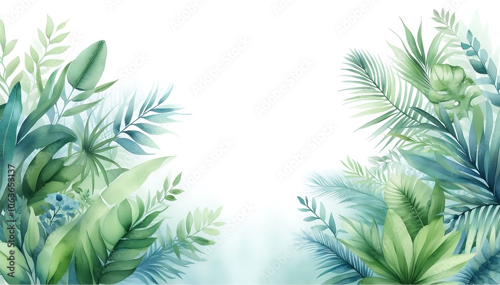 watercolor green nature on white background,generative ai watercolor green nature on white background,generative ai