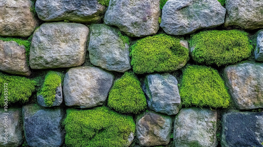 Green Moss Covered Stone Wall Texture Green Moss Covered Stone Wall Texture