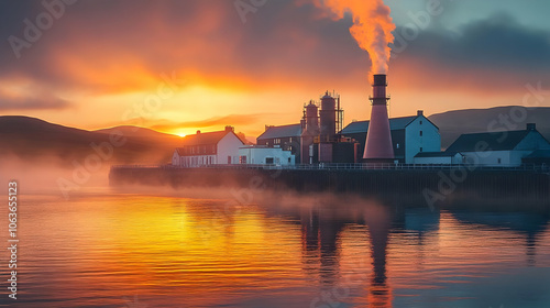 Industrial Sunrise with Fog...
